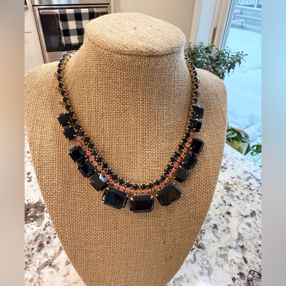 1950s Vintage Rhinestone Black & Pink Necklace Rock-a-Billy